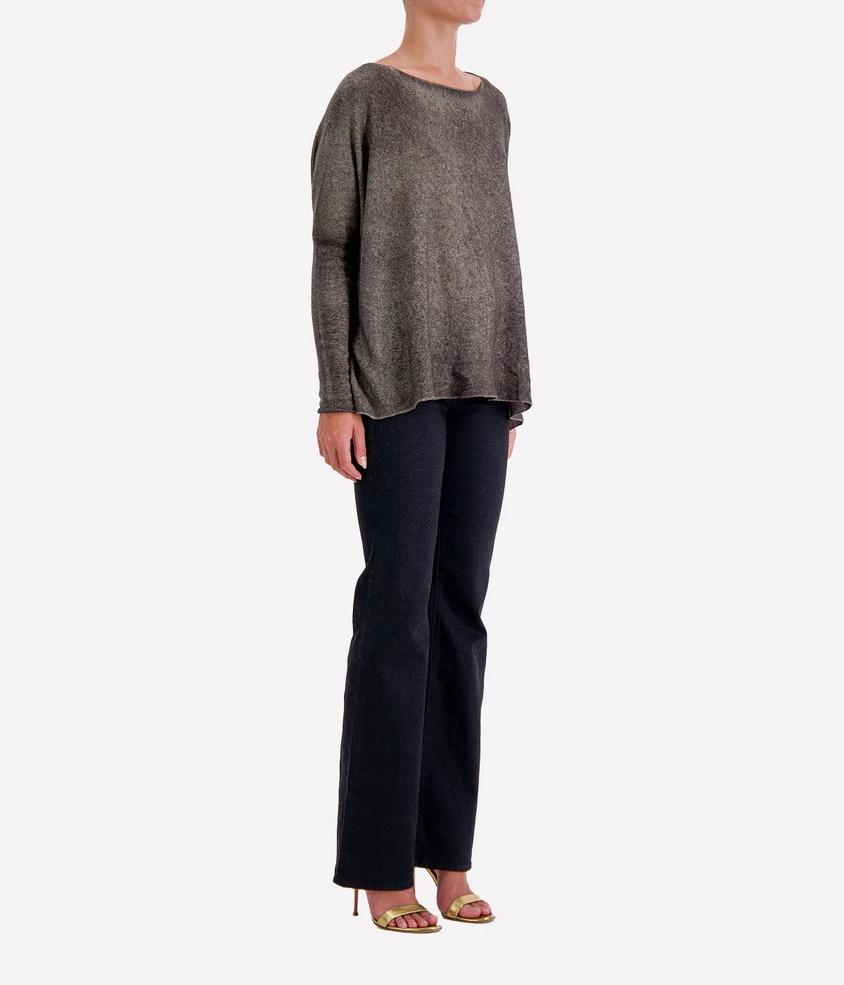 Hand Painted Cashmere Pullover in Fango