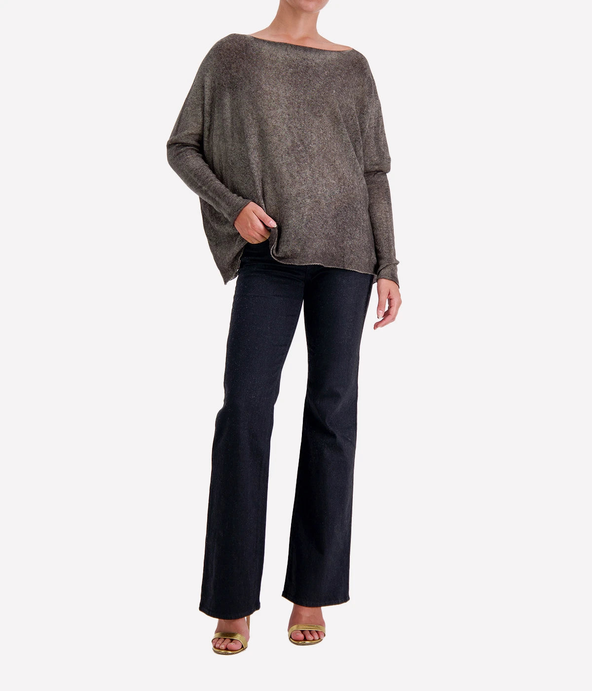 Hand Painted Cashmere Pullover in Fango