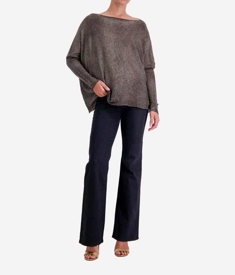 Hand Painted Cashmere Pullover in Fango