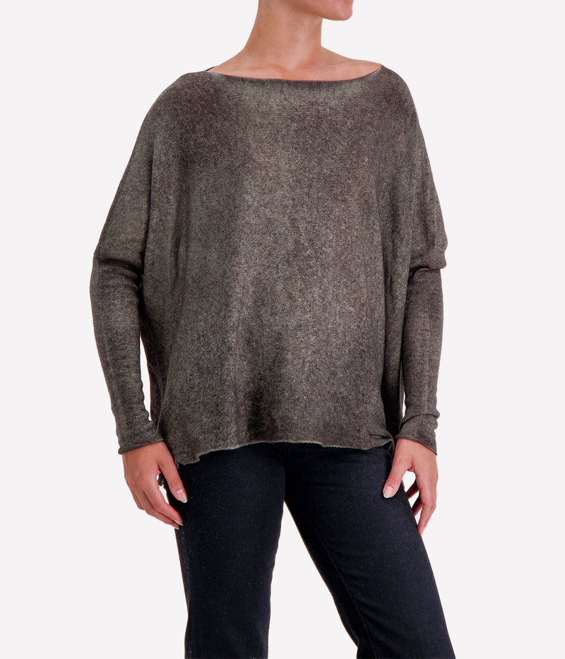 Hand Painted Cashmere Pullover in Fango