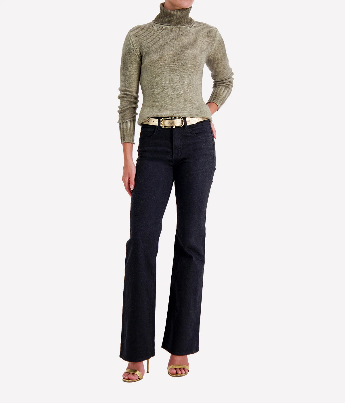 Hand Painted High Neck Pullover in Mushroom