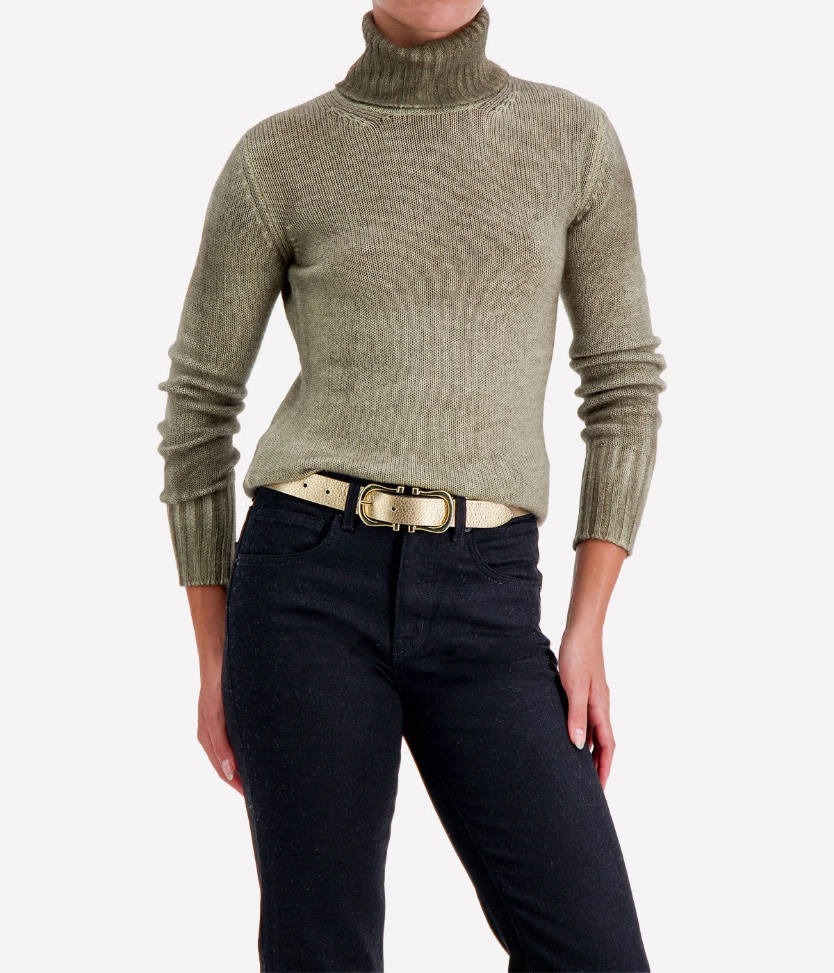 Hand Painted High Neck Pullover in Mushroom