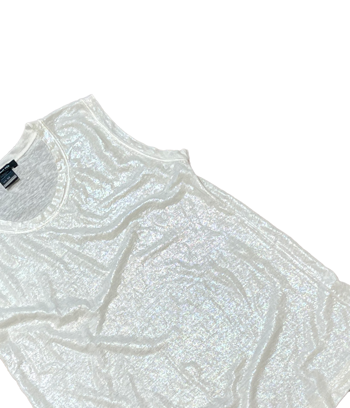 Hand Painted Linen Tank Top in Lamina Madreperla