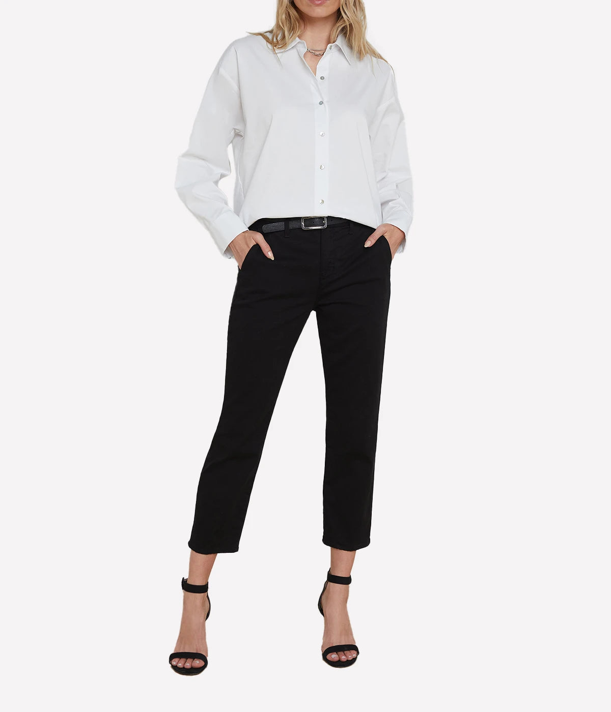 Harlow High Rise Crop Trouser in Noir
