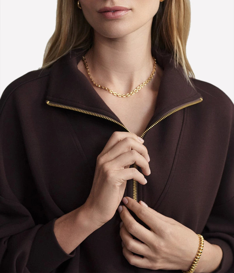 Hawley Half Zip Sweater IN Coffee Bean