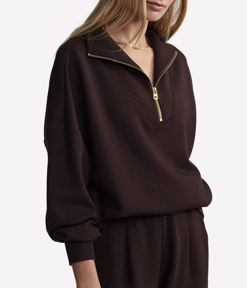 Hawley Half Zip Sweater IN Coffee Bean