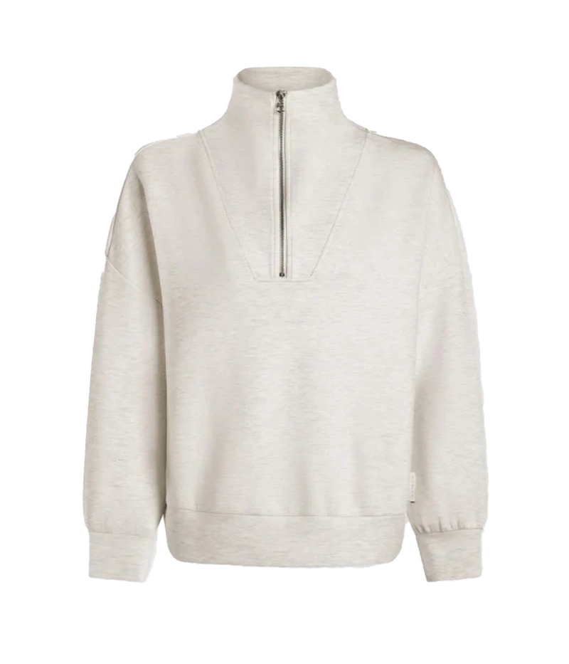 Hawley Half Zip Sweatshirt IN Ivory Marl