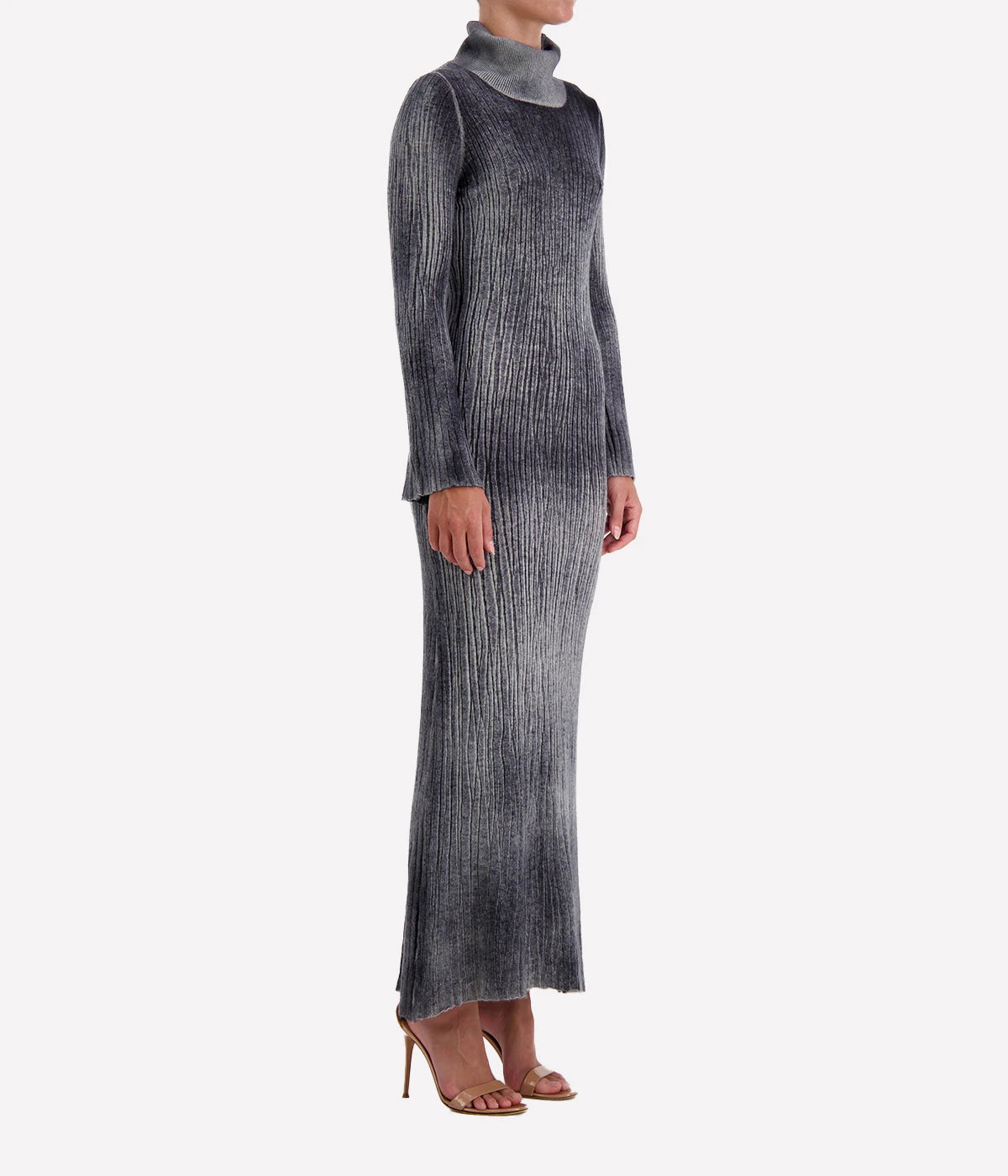 High Neck Light Cashmere Dress in Huskey