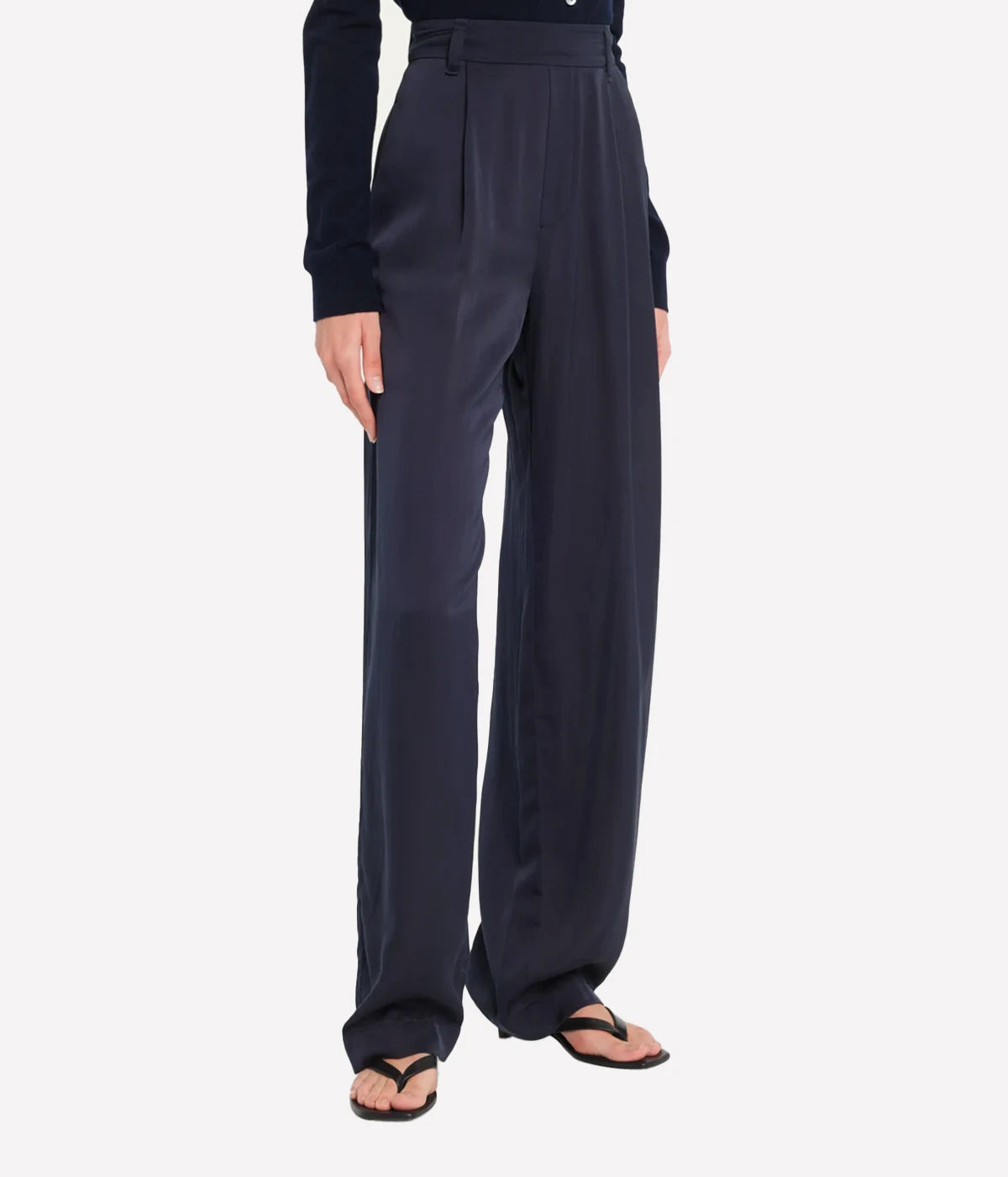 High Waisted Silk Pull On Pant in Coastal