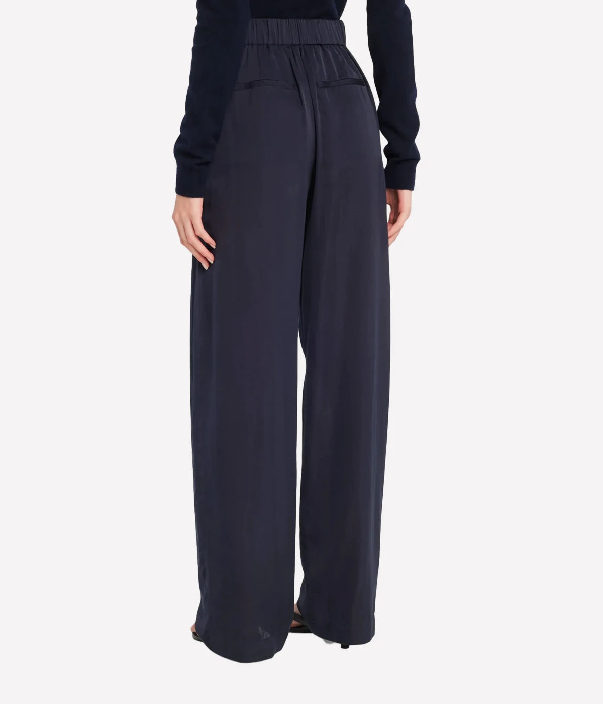 *FINAL SALE*HIGH WAIST SILK BLEND PULL ON PANT in Coastal