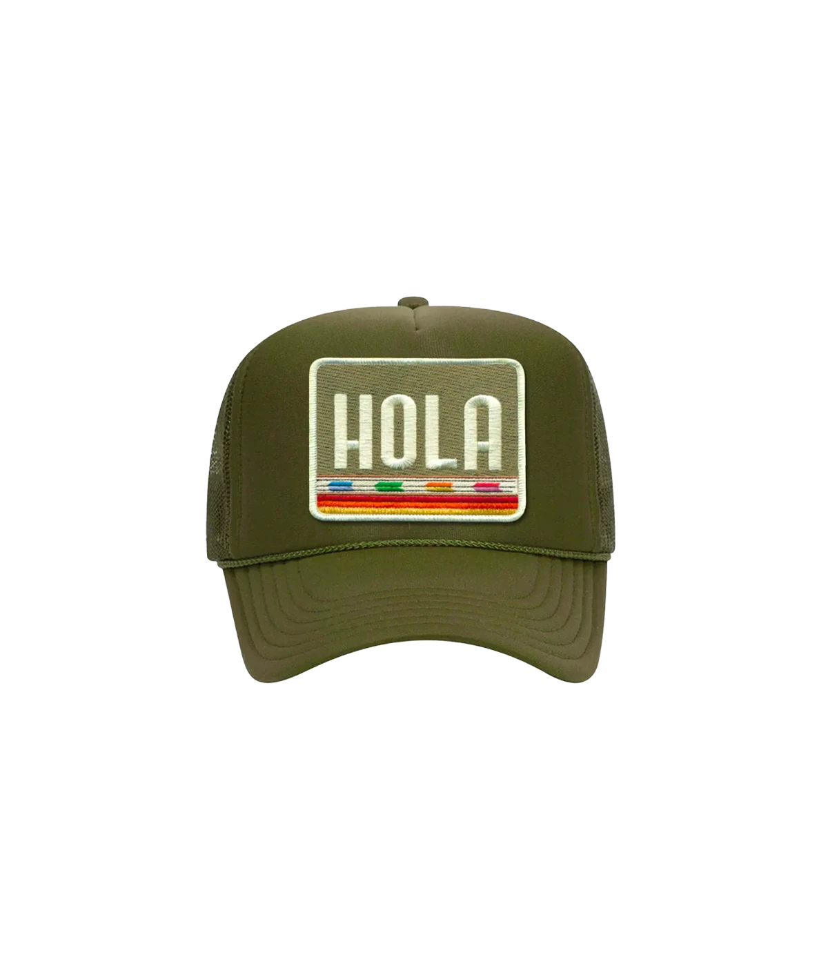 Hola Trucker Hat in Olive Army Green