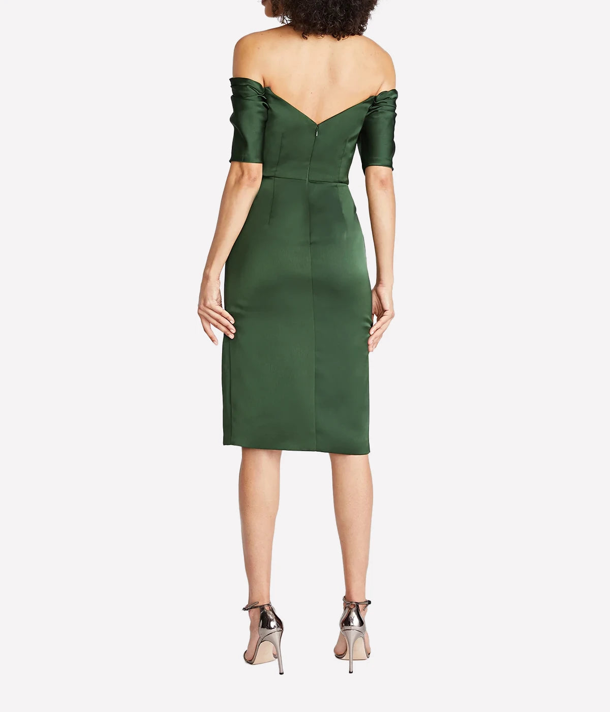 Holland Satin Cocktail Dress in Moss Green