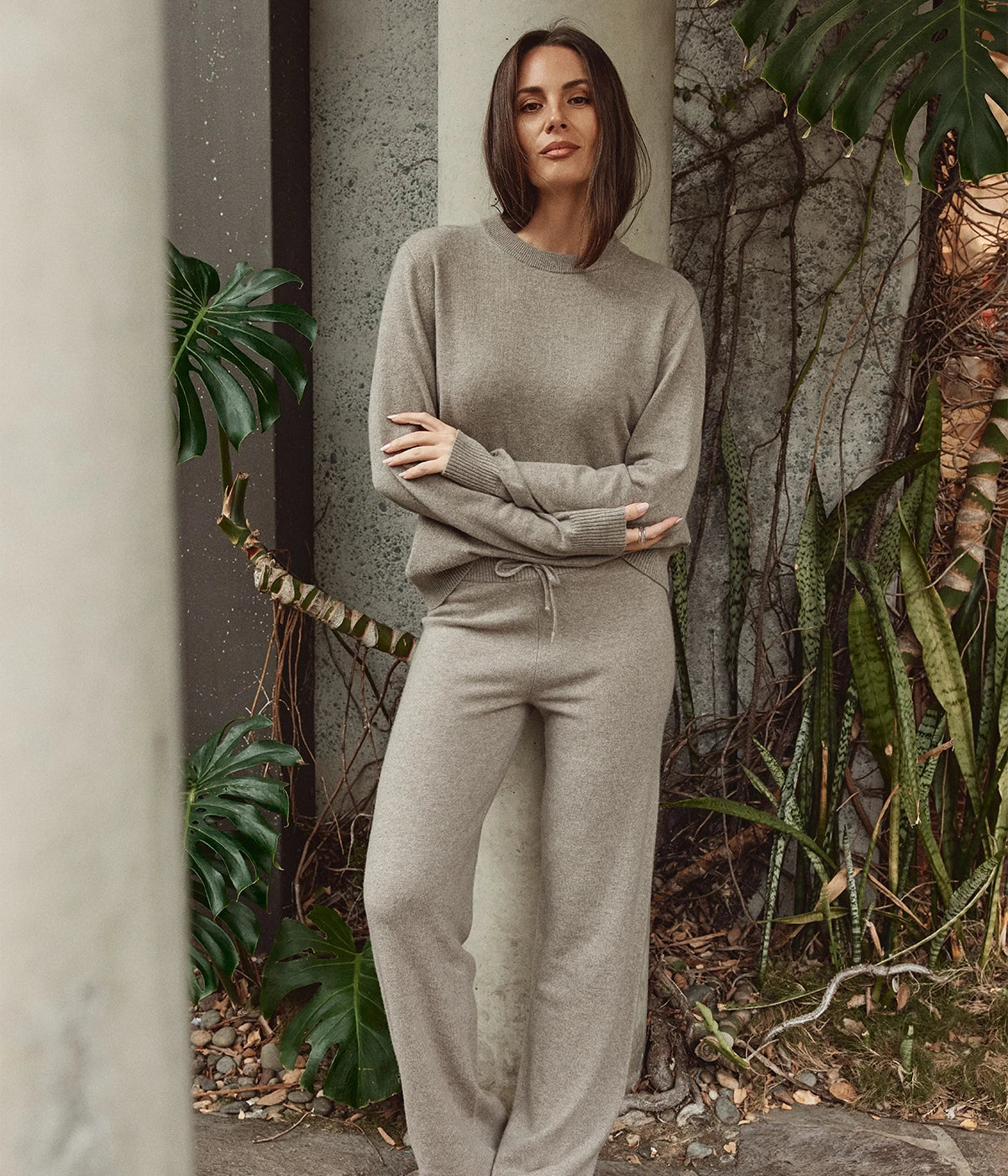 Cashmere Round Neck In Greige