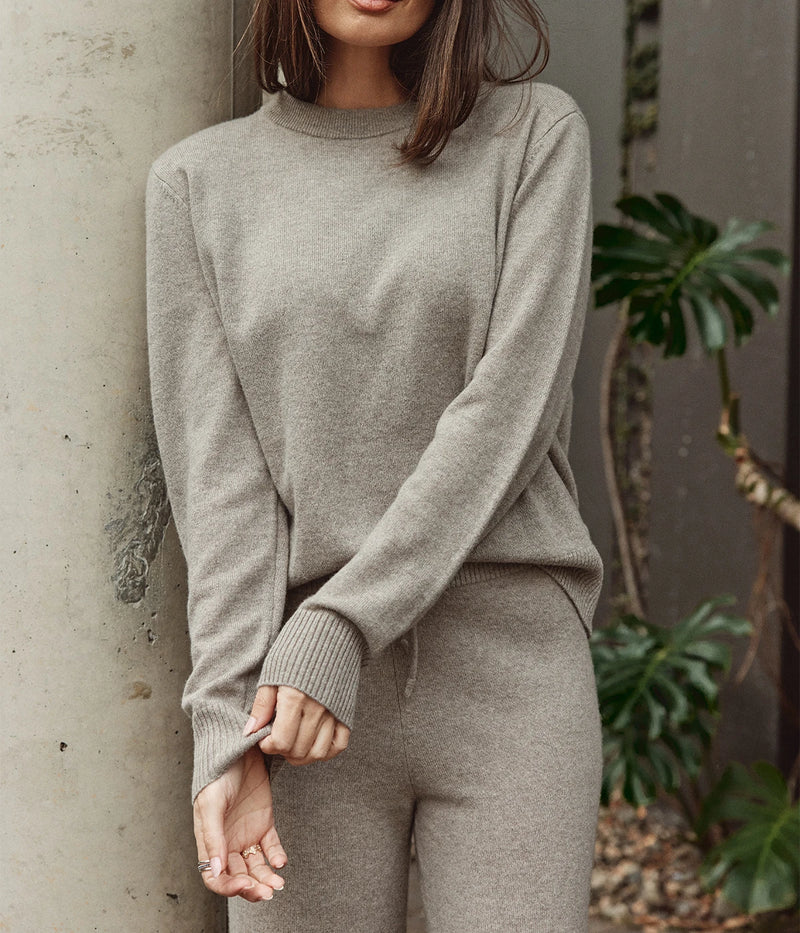 Cashmere Round Neck In Greige