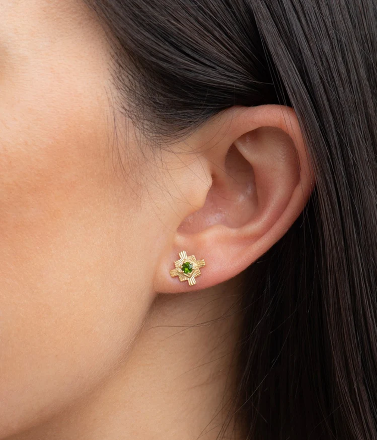 Inka Studs in Gold and Chrome Diopside