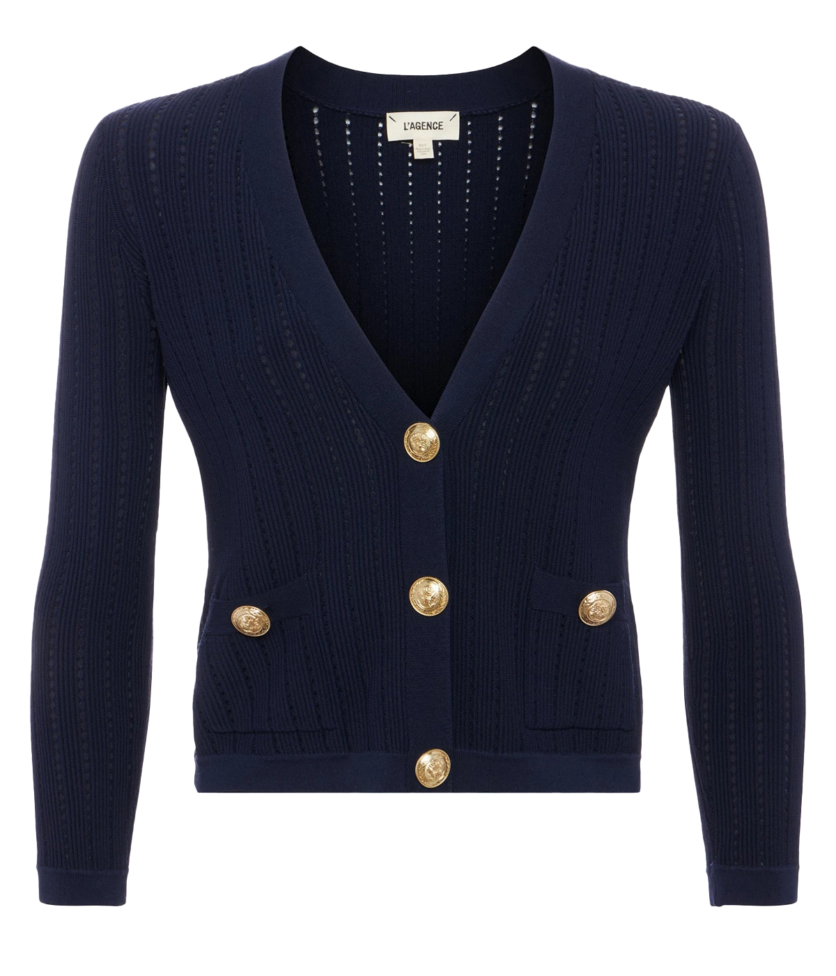 Irvin Pointelle Cardigan in Midnight Gold