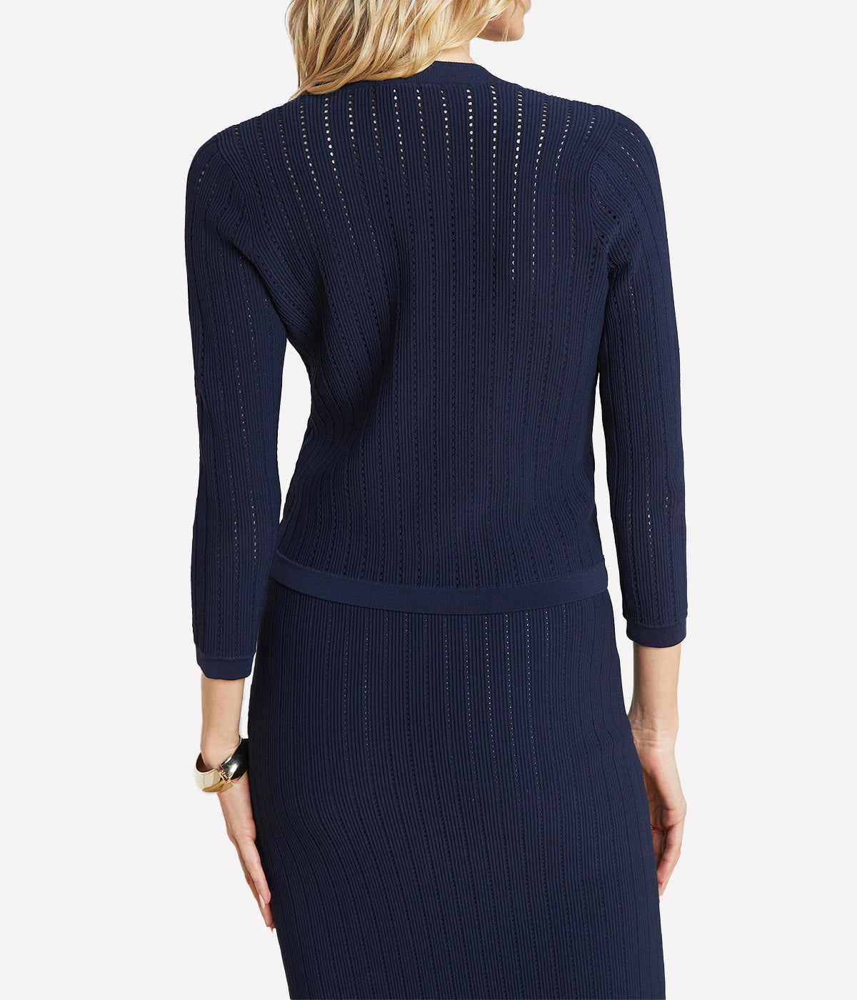 Irvin Pointelle Cardigan in Midnight Gold