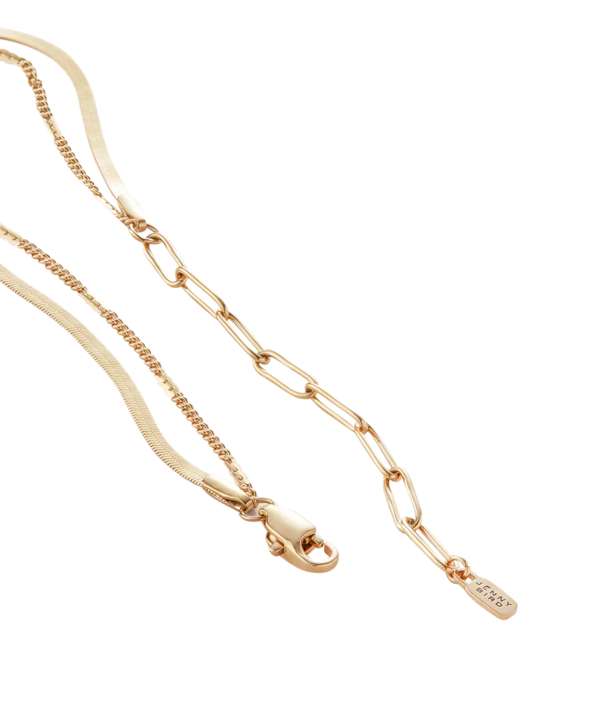 Close-up detail of the Jenny Bird Surfside Anklet in Gold, showing the fine chain links and clasp