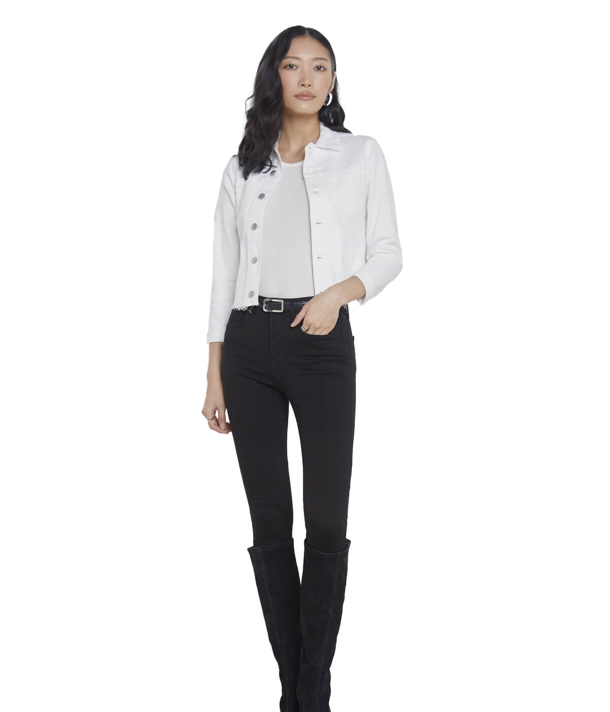 Janelle Slim Raw Jacket in Blanc