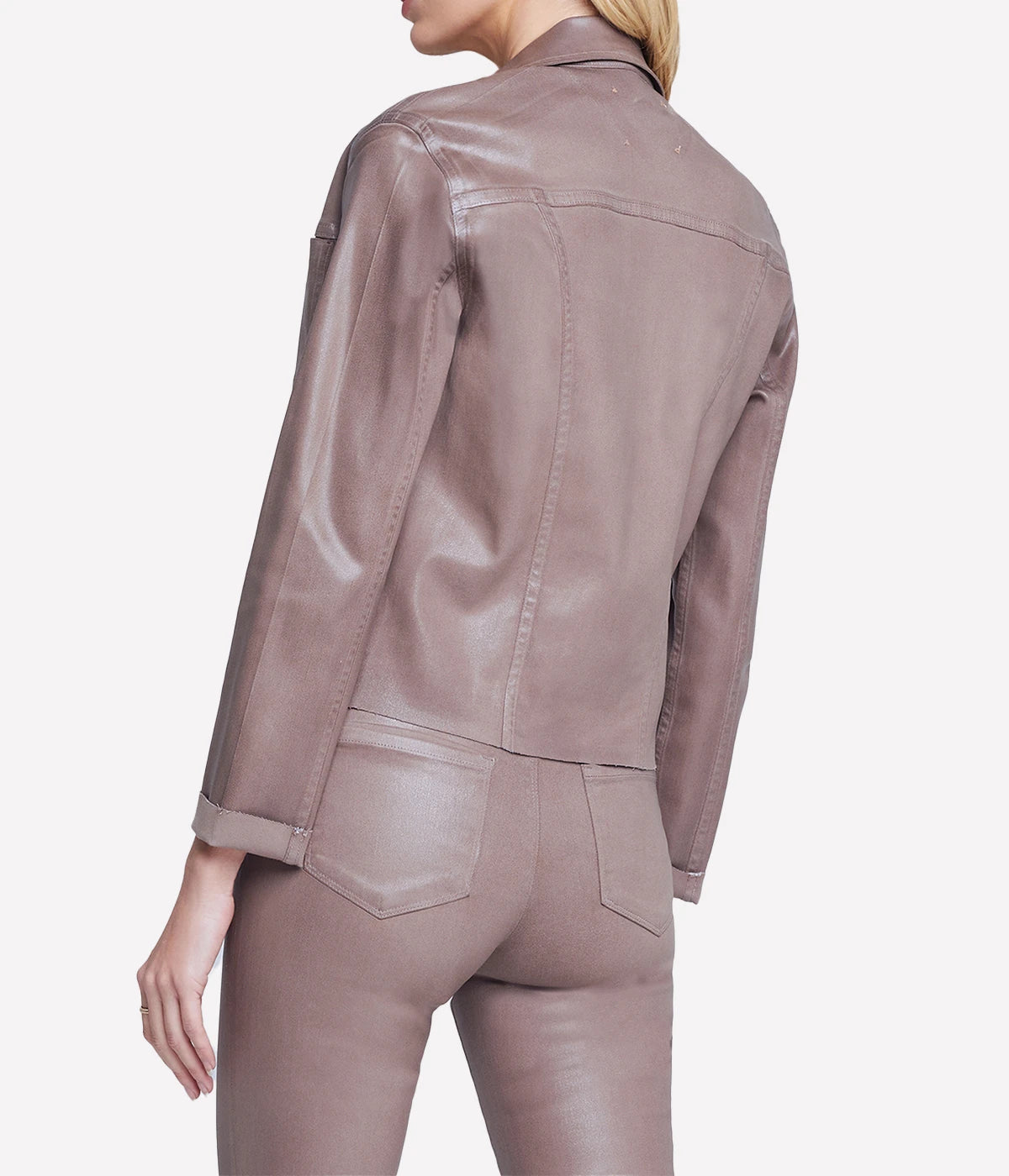 Janelle Slim Raw Jacket in Deep Taupe Coated
