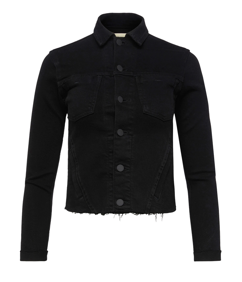 Janelle Slim Raw Jacket in Saturated Black
