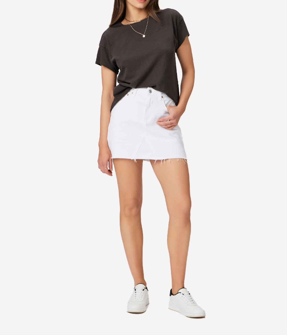 Jessie Denim Skirt in Crisp White
