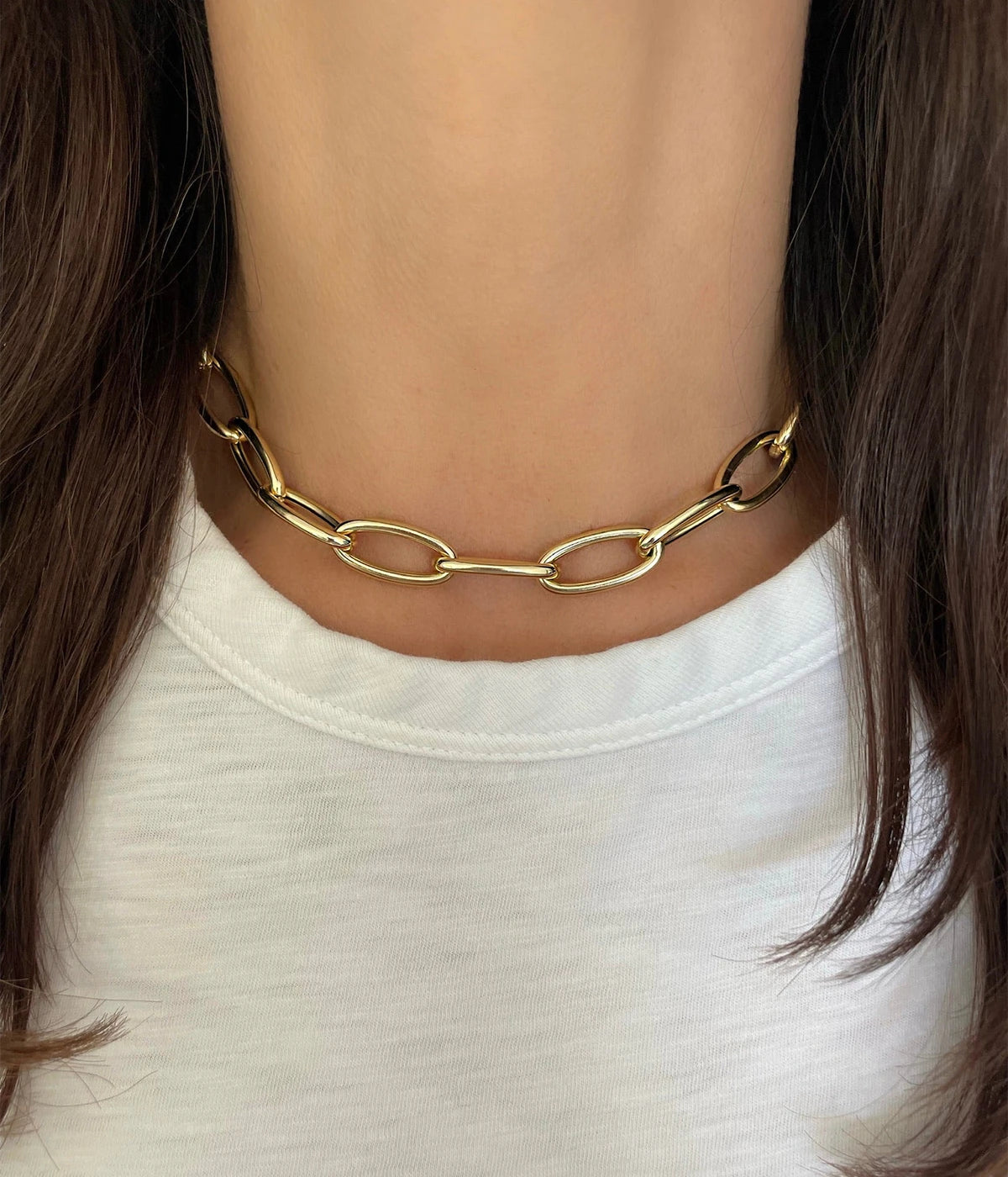 Jumbo Link Necklace in 14k Yellow Gold