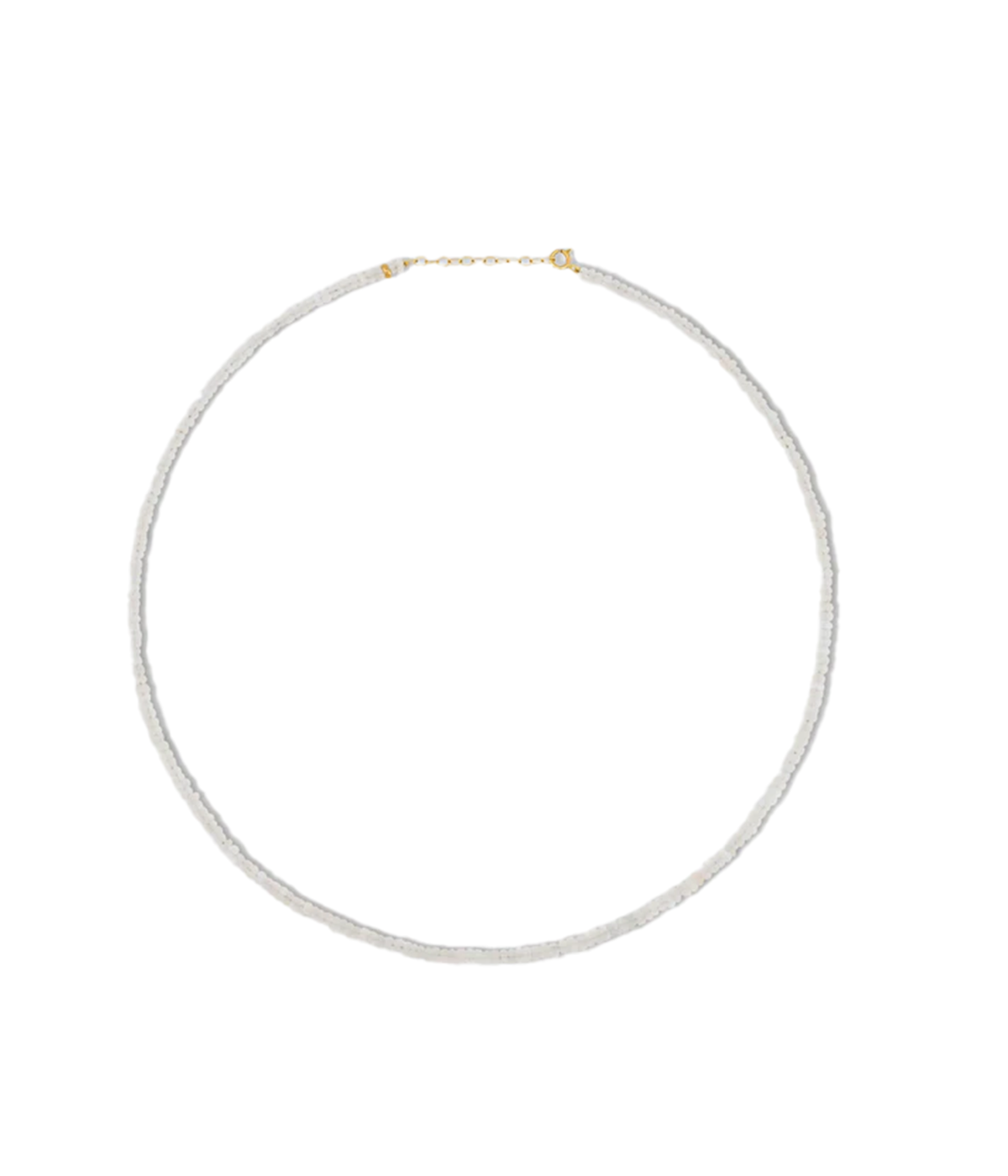 ALT Text: JIA JIA Precious Stone Necklace featuring a Moonstone pendant with 14-karat gold hardware, handcrafted in New York City.