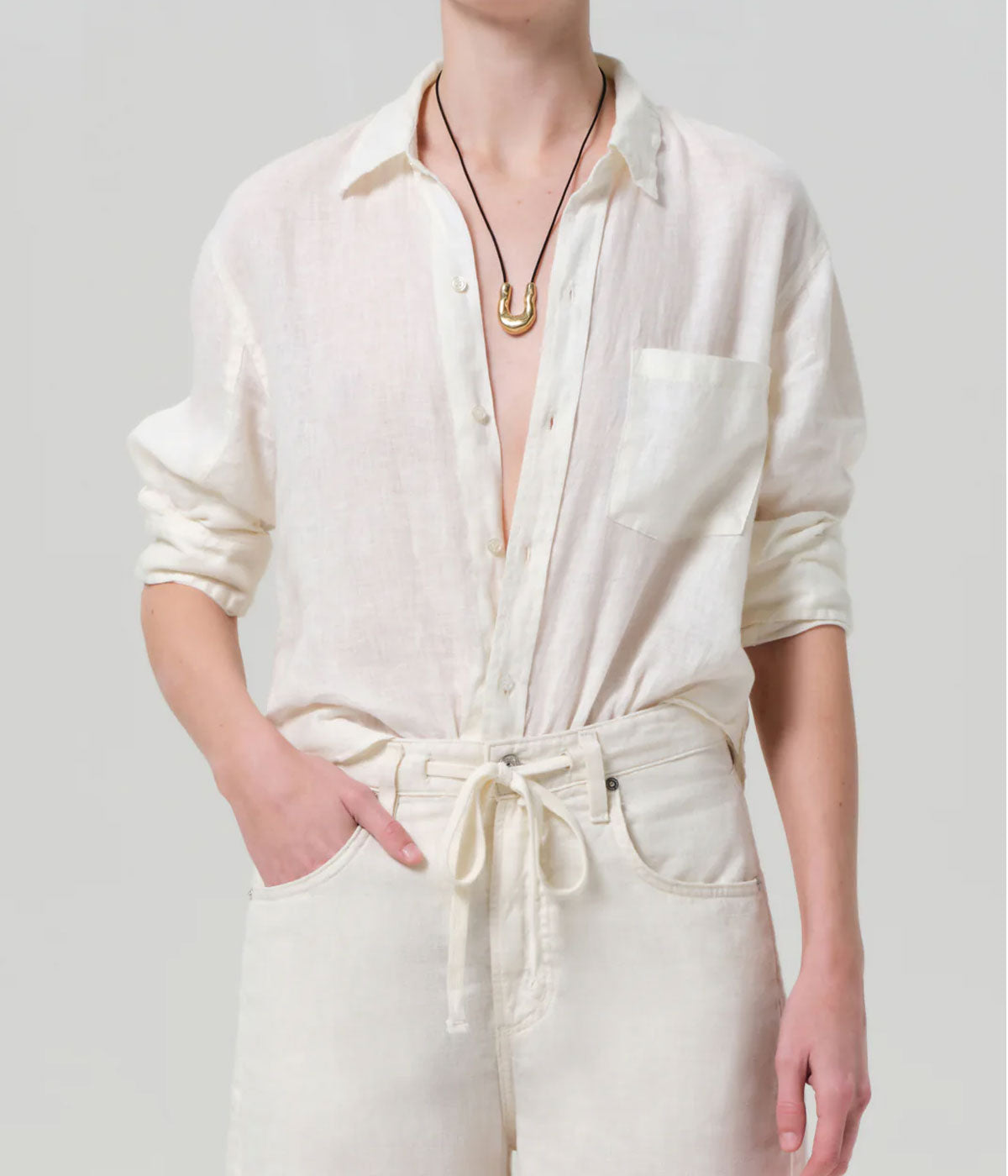 Kayla Linen Shirt In VANILLA
