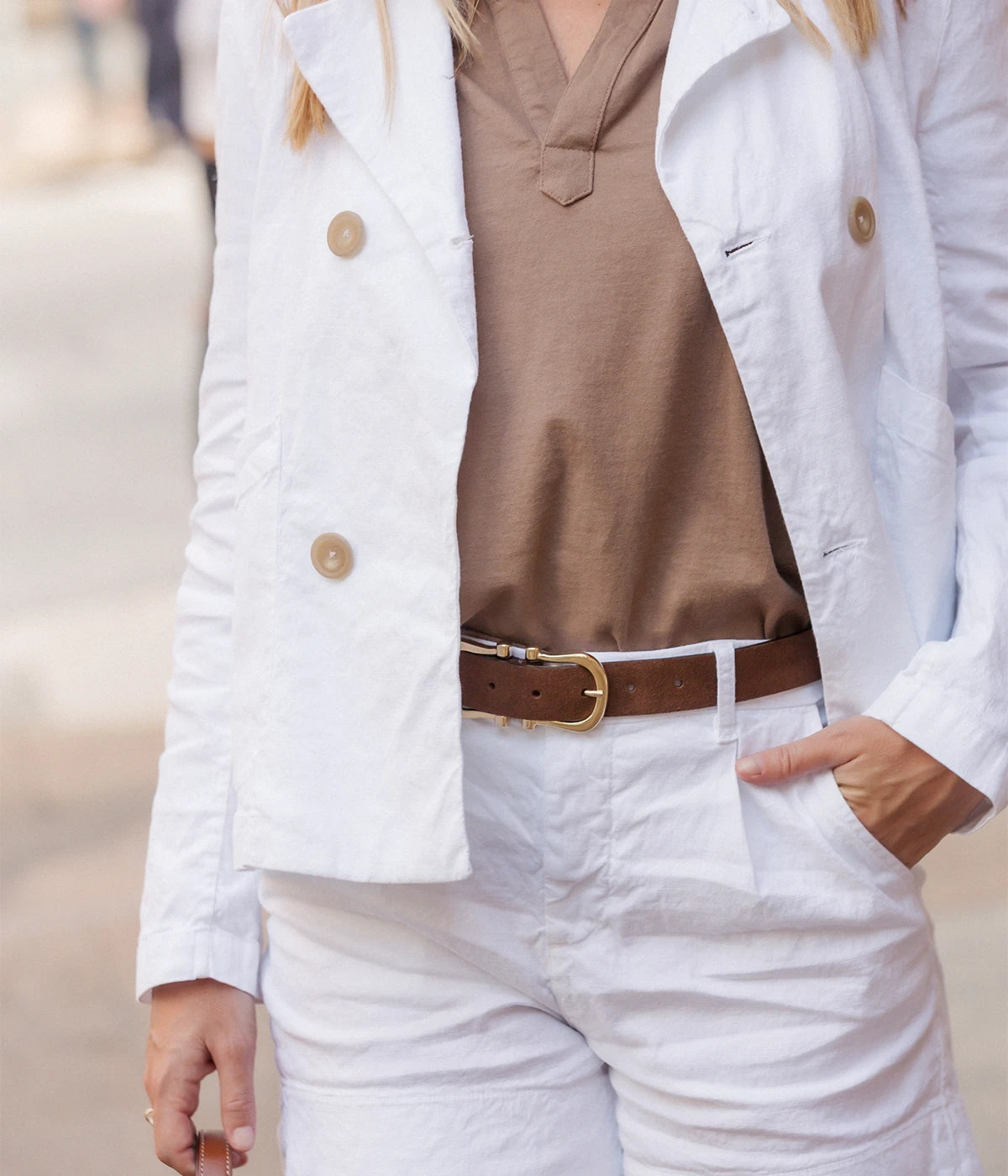 Patty Short Sleeve Jersey Henley in Toasted