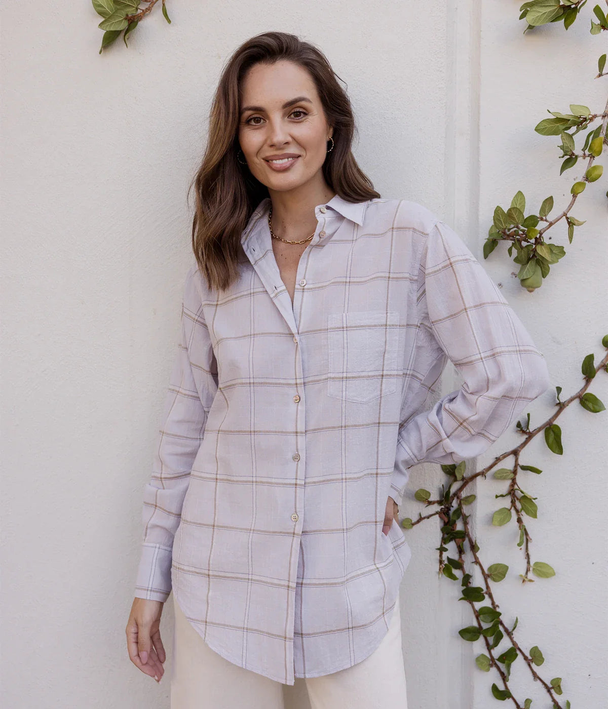 Bci Crepe Voile Shirt In Lilac