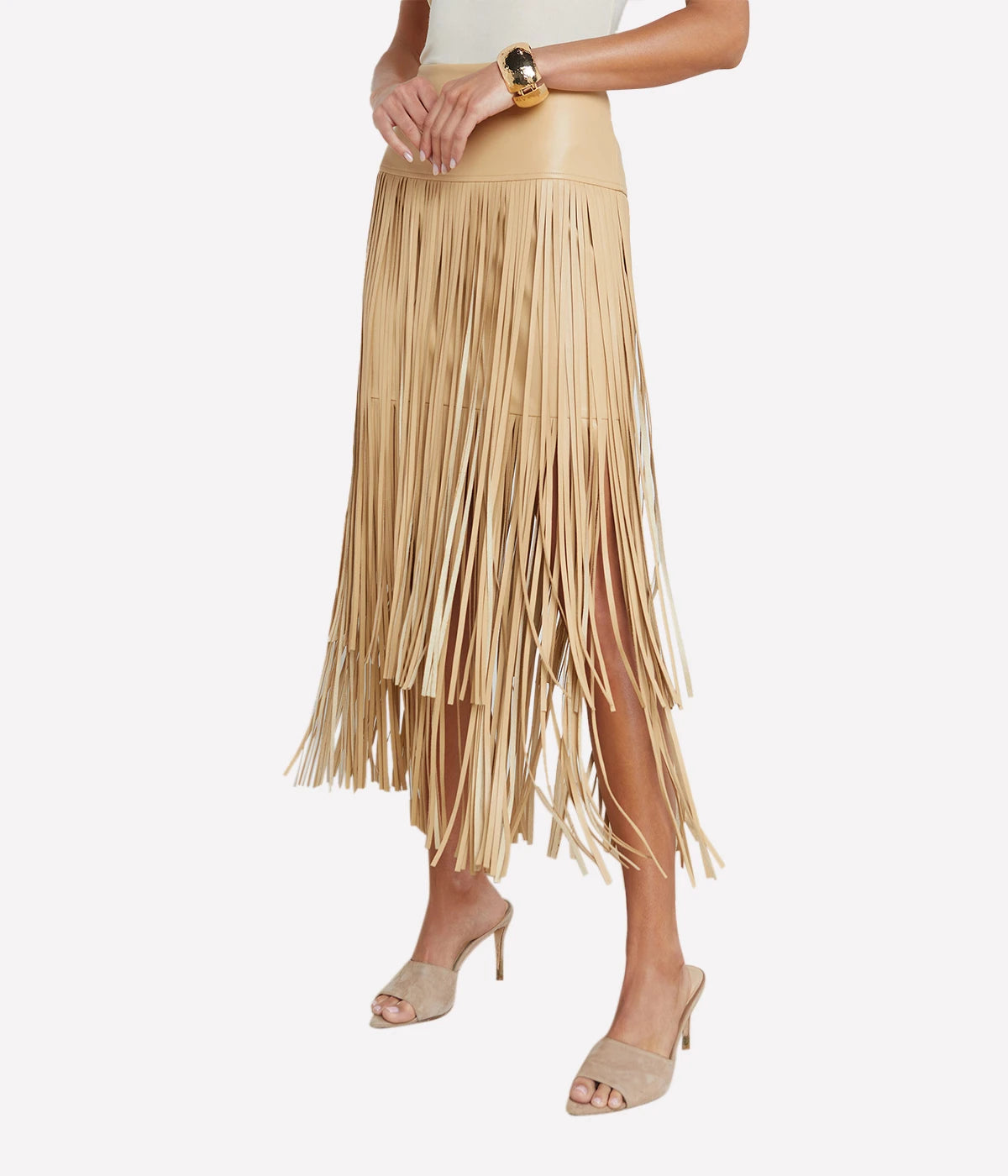 Karolina Fringe Skirt in Croissant