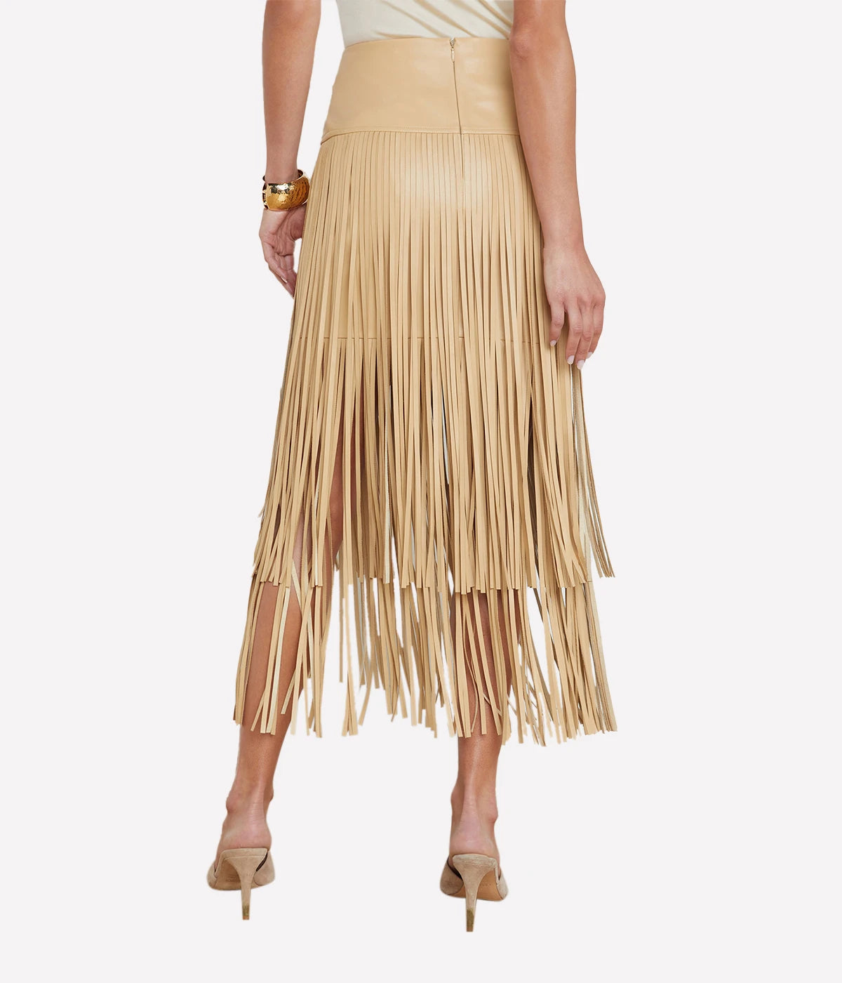 Karolina Fringe Skirt in Croissant