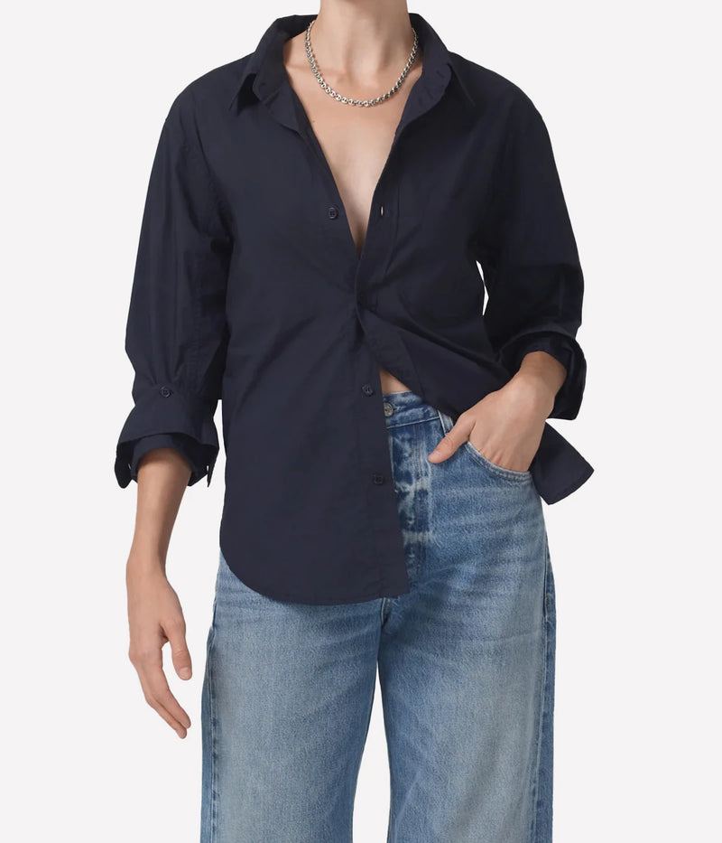 Kayla Shrunken Shirt In Navy