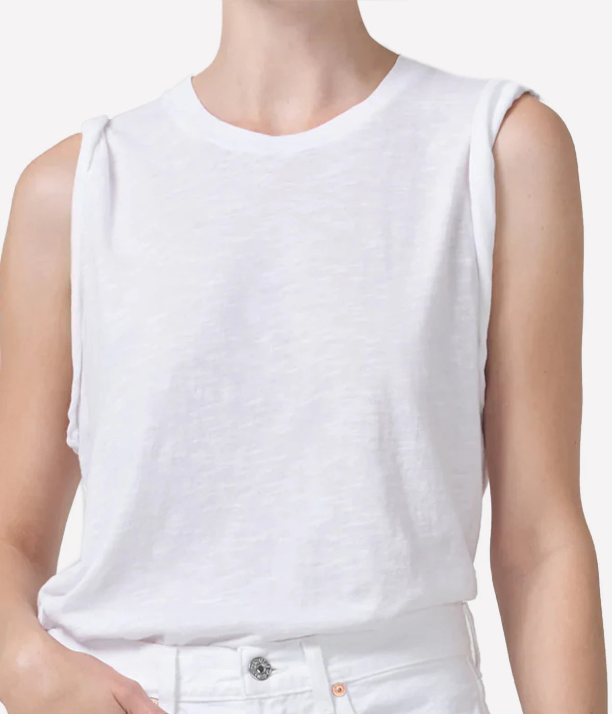 Kelsey Roll Sleeve T-Shirt in White