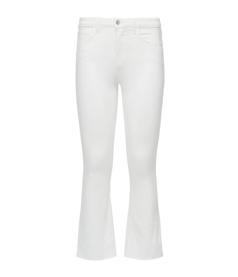 Kendra High Rise Crop Flare in Blanc