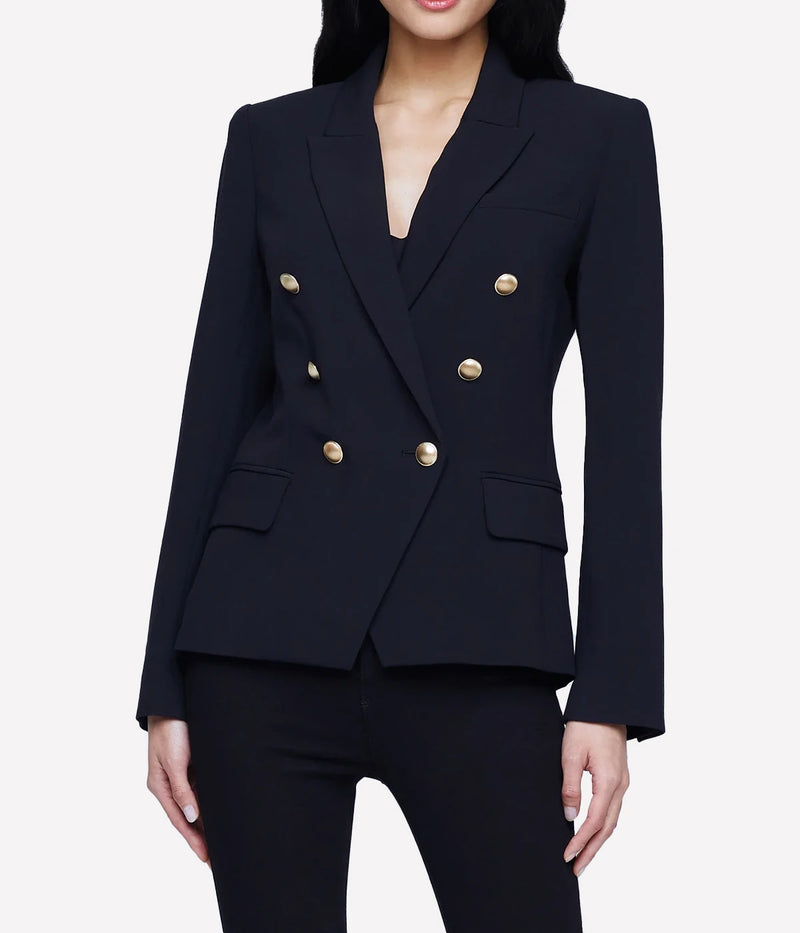 Kenzie Double Breasted Blazer In Black Gold