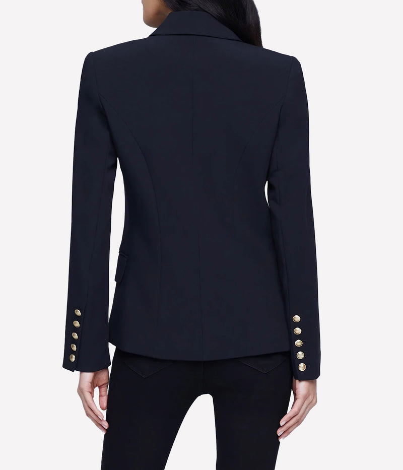Kenzie Double Breasted Blazer In Black Gold