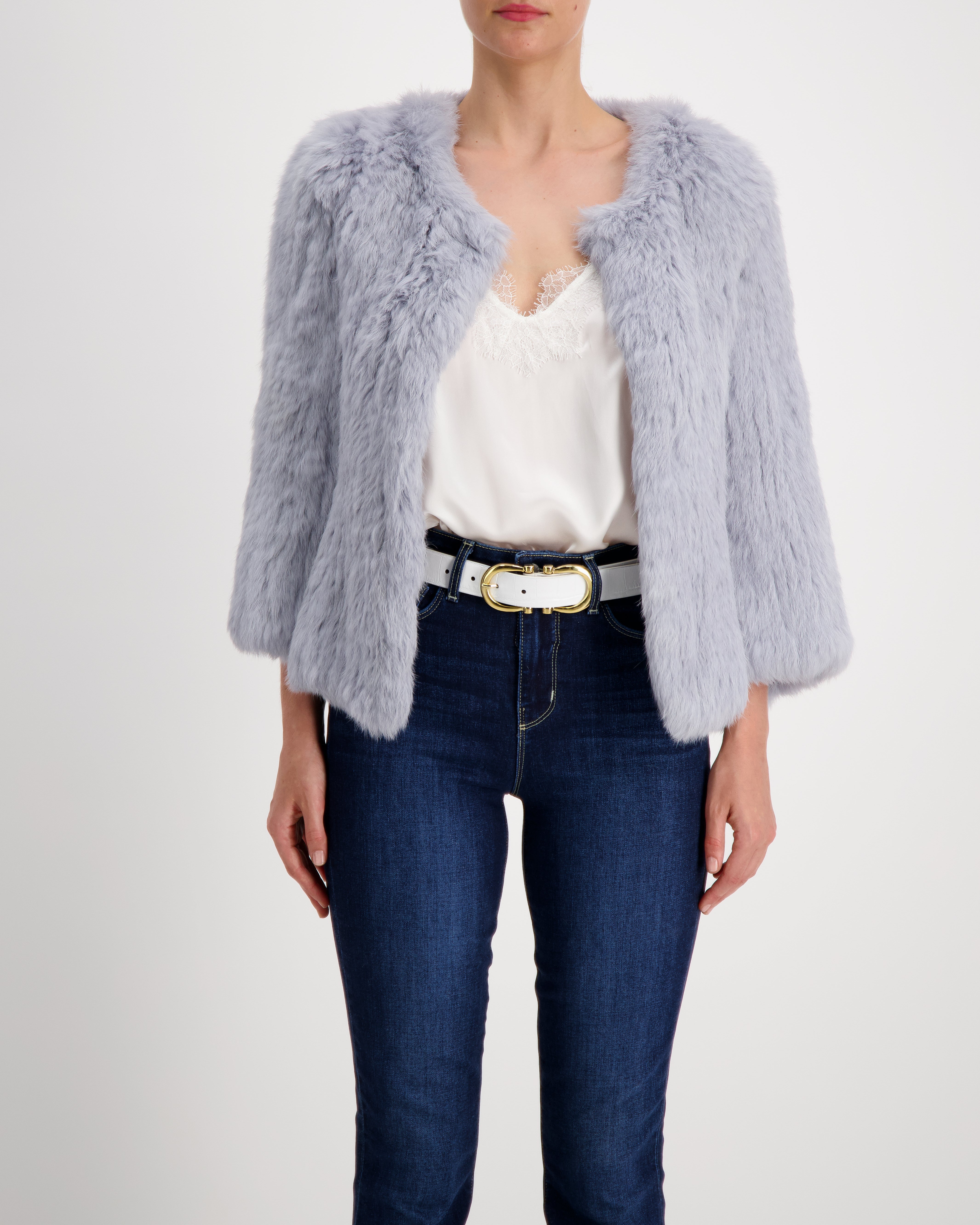 Knitted Hare Jacket in Nuage