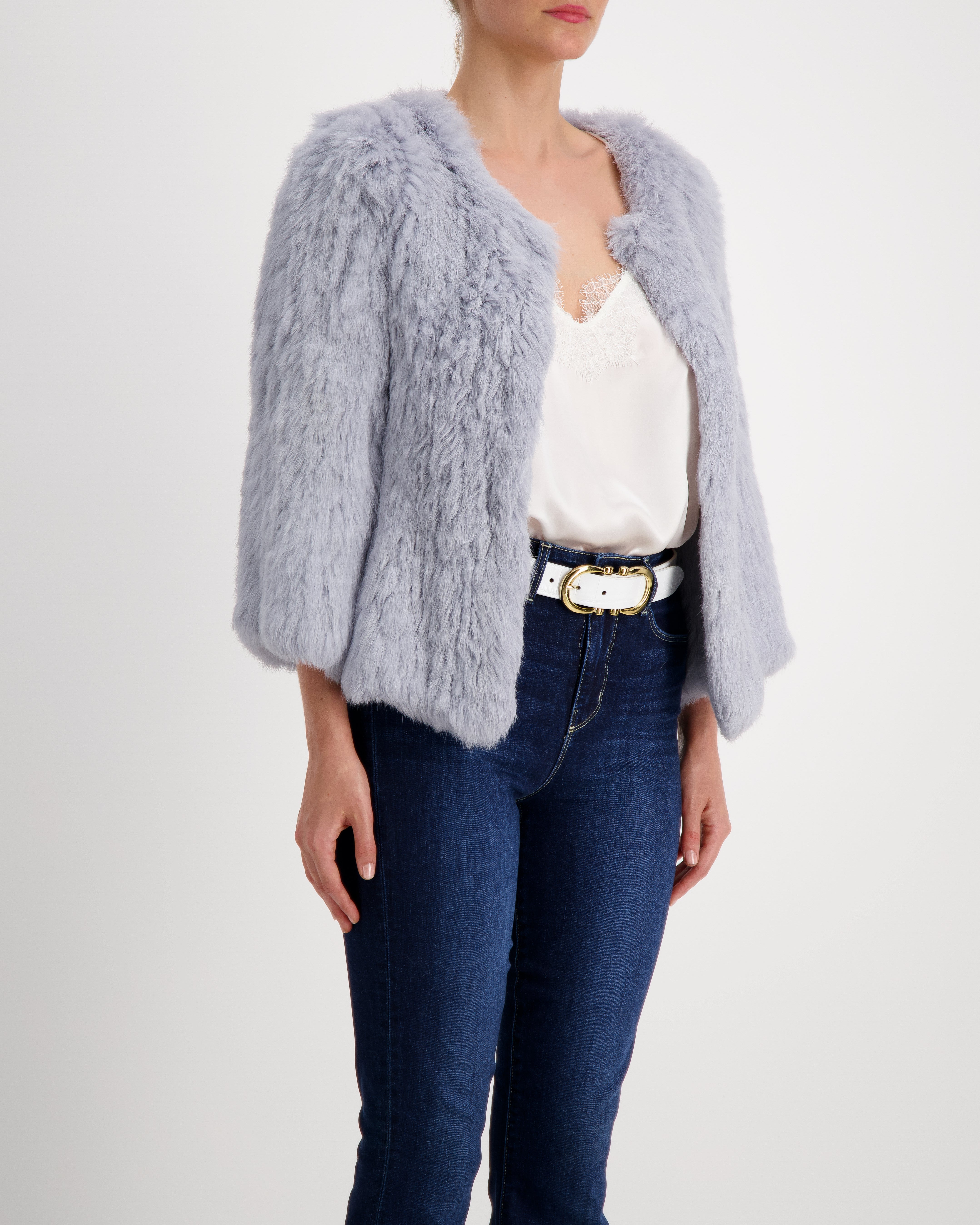 Knitted Hare Jacket in Nuage