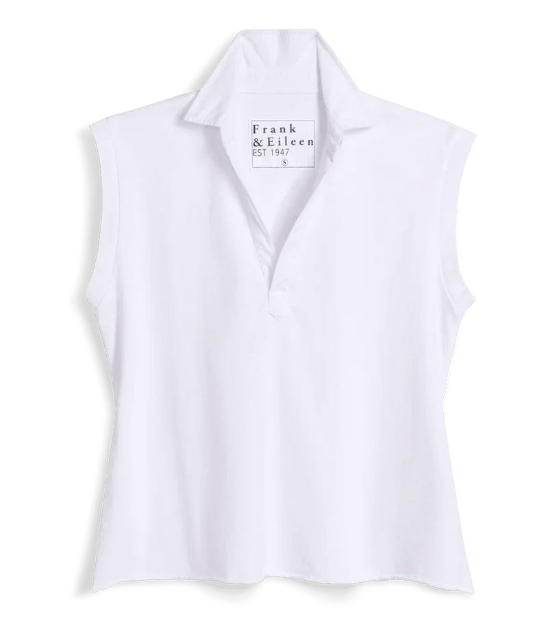 Olivia Popover Henley Tank in WHITE