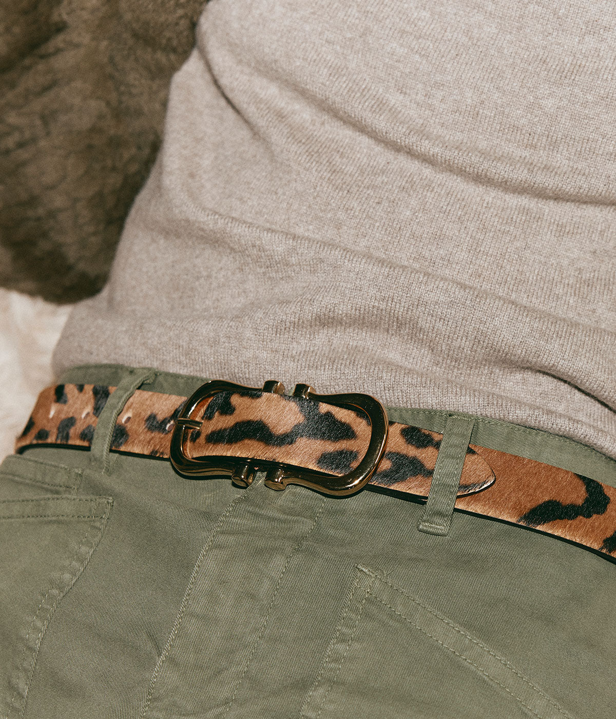 Baby Gold Nicky X Belt in Leopard