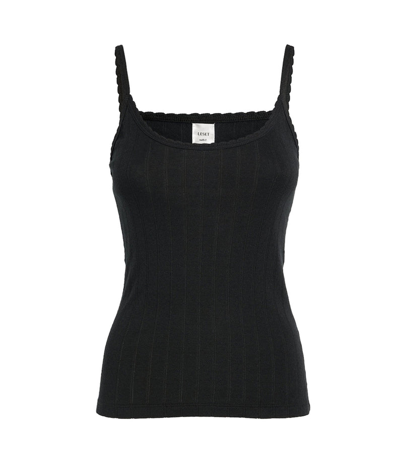 Pointelle Classic Tank Top in Black
