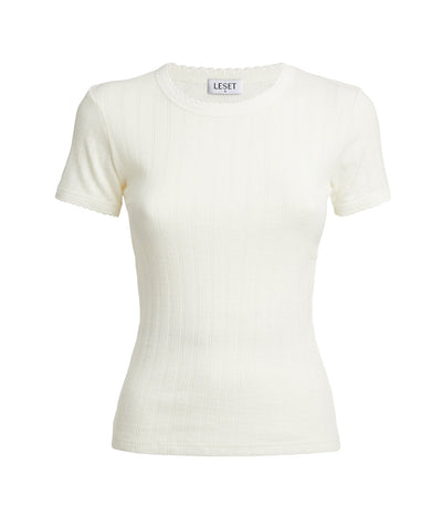 Pointelle Slim Fit Tee in White