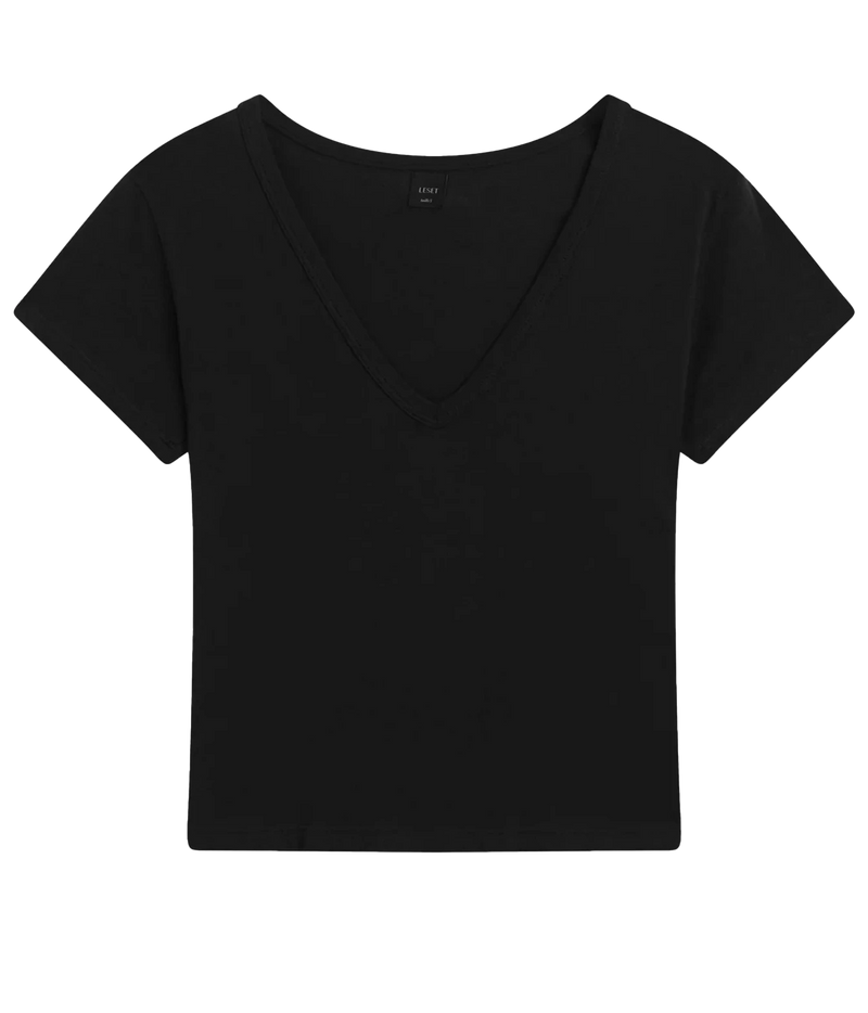 The Margo Vee Neck Tee in Black