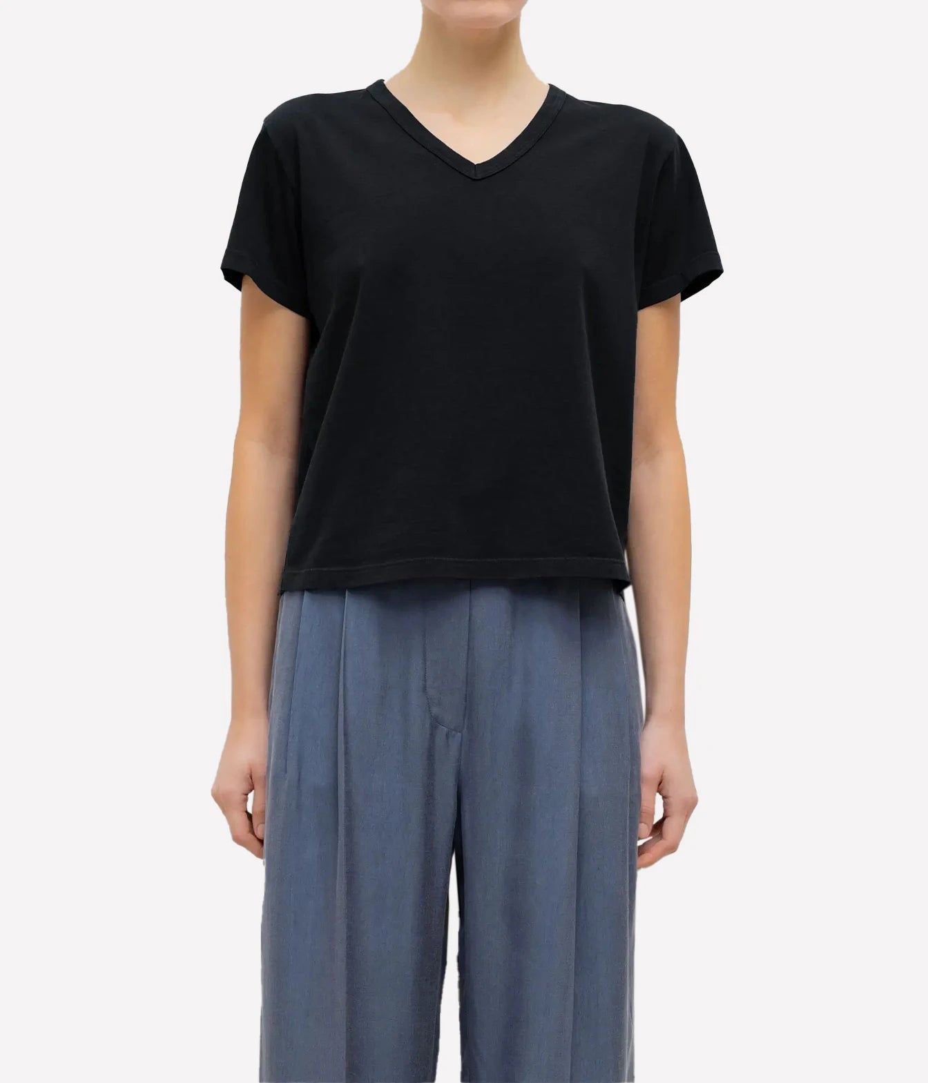 The Margo Vee Neck Tee in Black