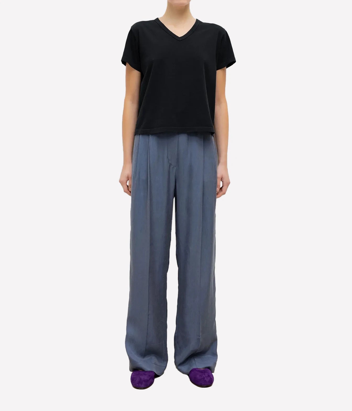 The Margo Vee Neck Tee in Black