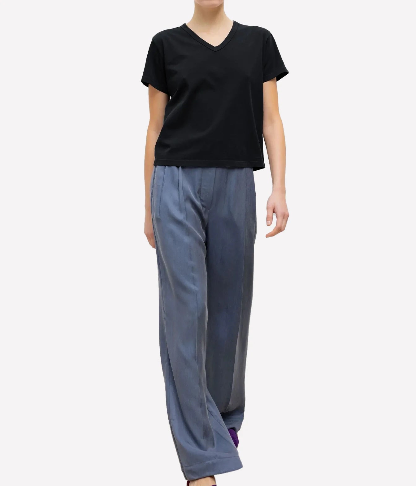 The Margo Vee Neck Tee in Black