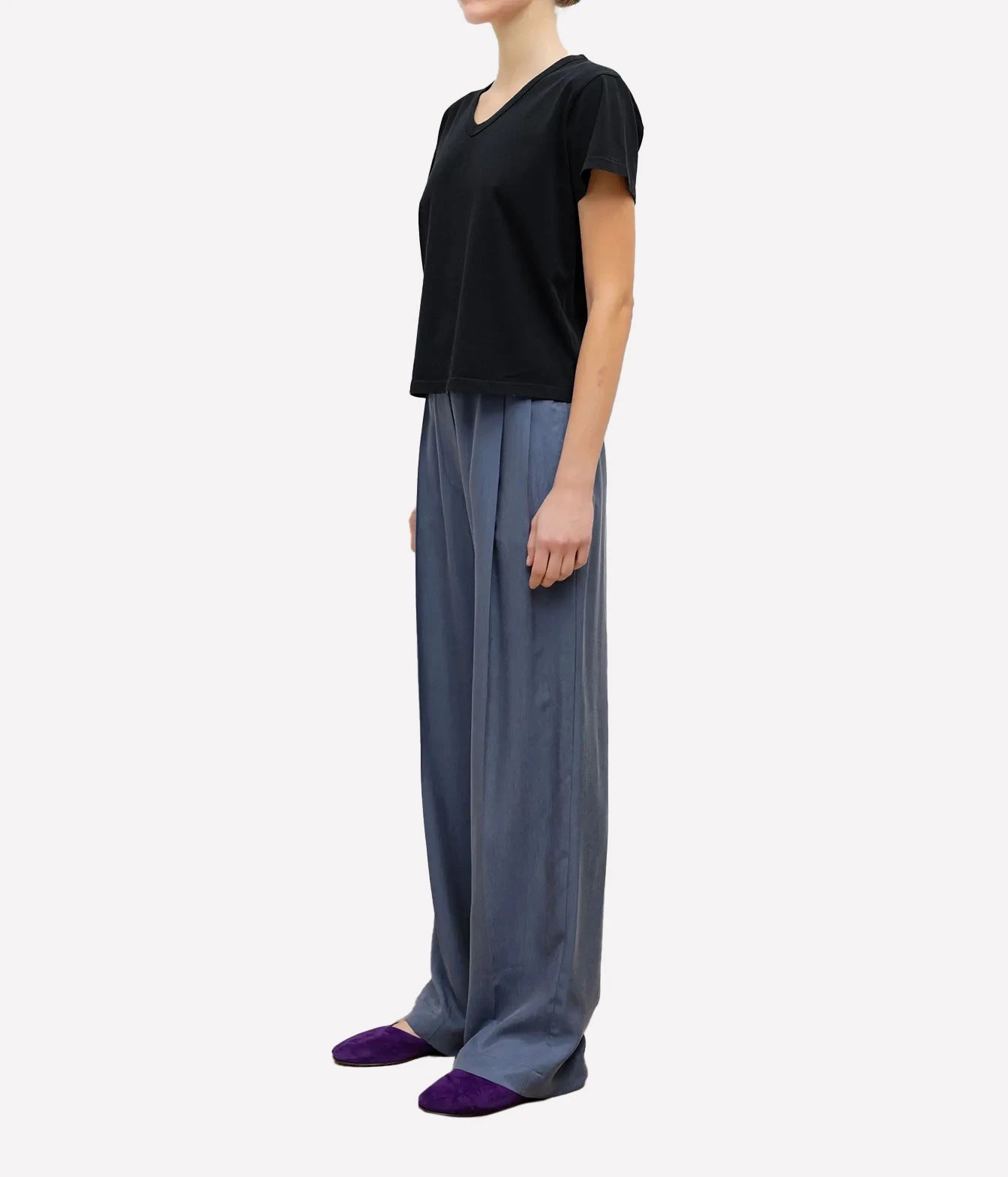 The Margo Vee Neck Tee in Black