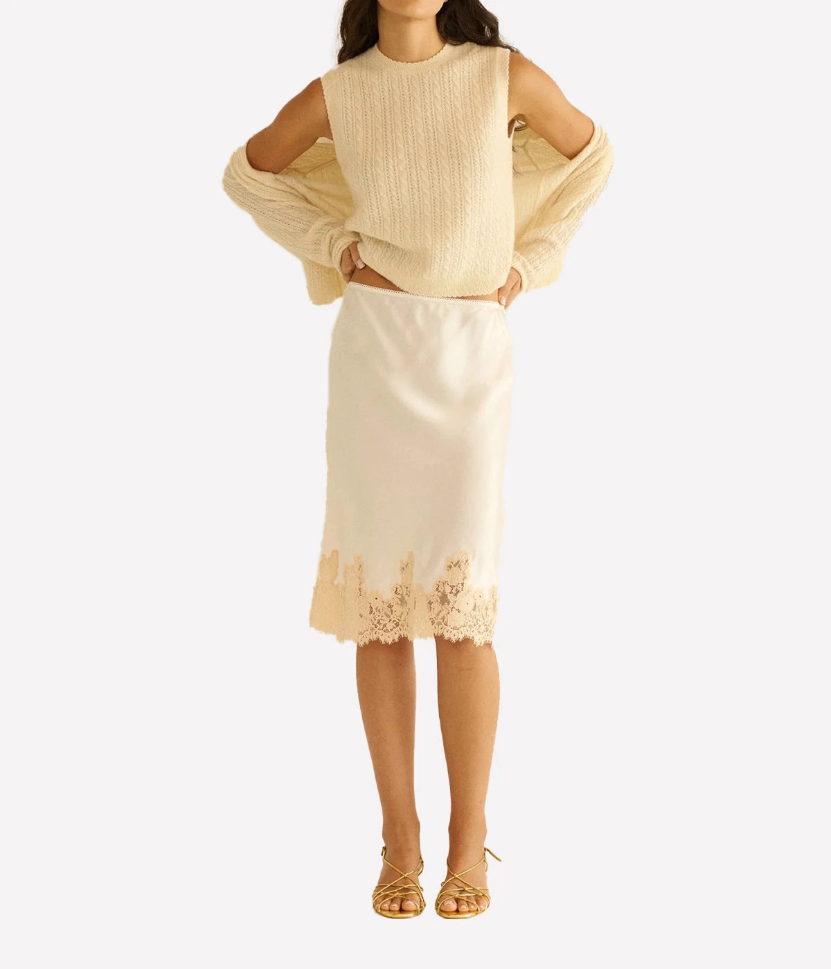 Louden Cashmere Cable Sweater In Dogwood